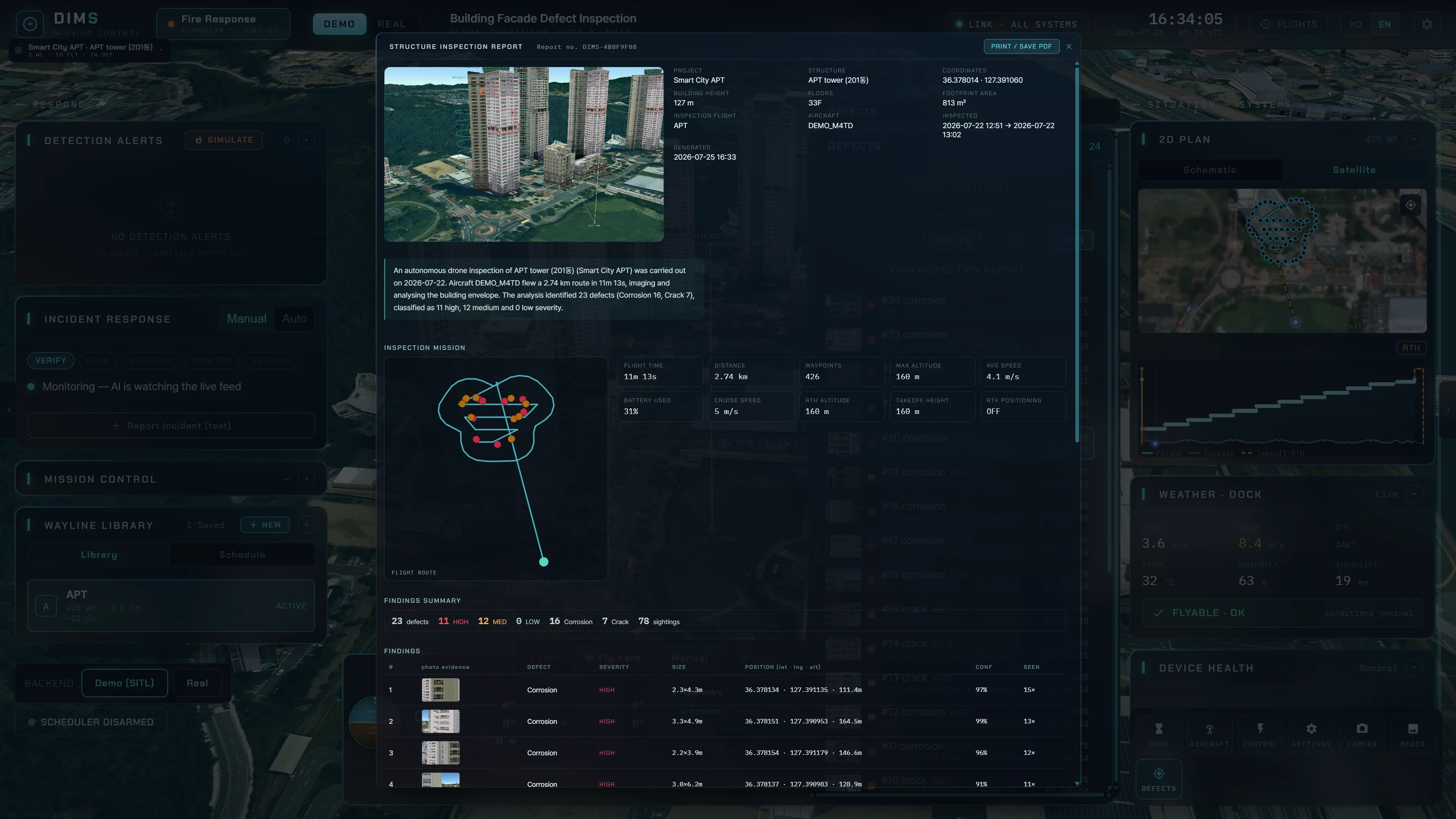 DIMS(Drone Infrastructure Management System) 스크린샷